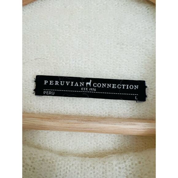 Peruvian Connection Balie Alpaca Cream Women's Tunic Sweater Cozy Mock Neck L - Picture 3 of 7